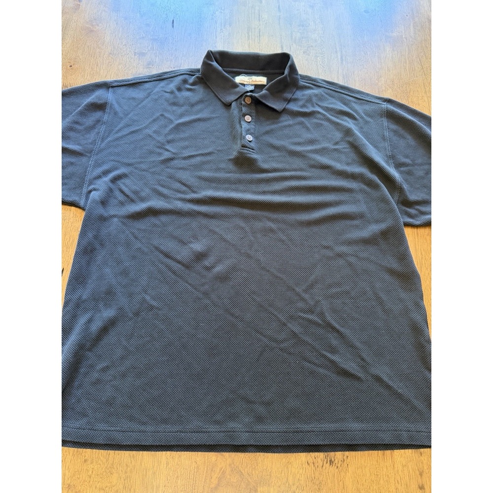 Tommy Bahama Men's XL Black Silk/Cotton Golf Collared Polo Shirt